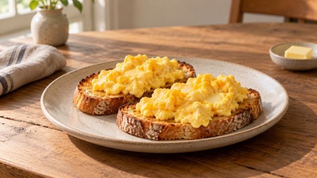 Scrambled eggs on toast